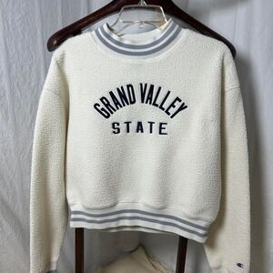 Cream Champion Grand Valley State University crewneck sweatshirt‎  fleece Sherpa